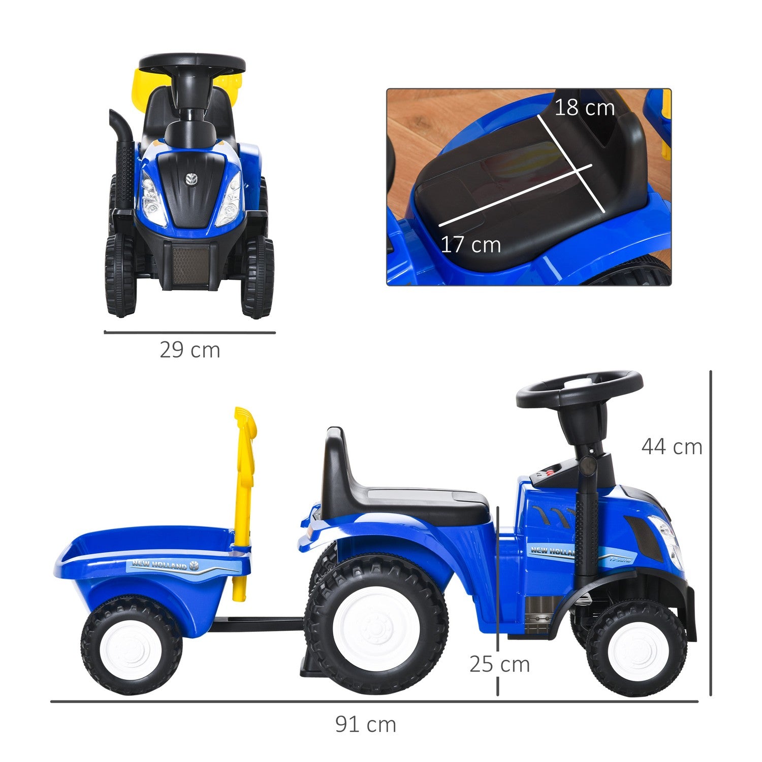 Rutschauto für Kinder mit Hupe – blau, Kunststoff/Metall