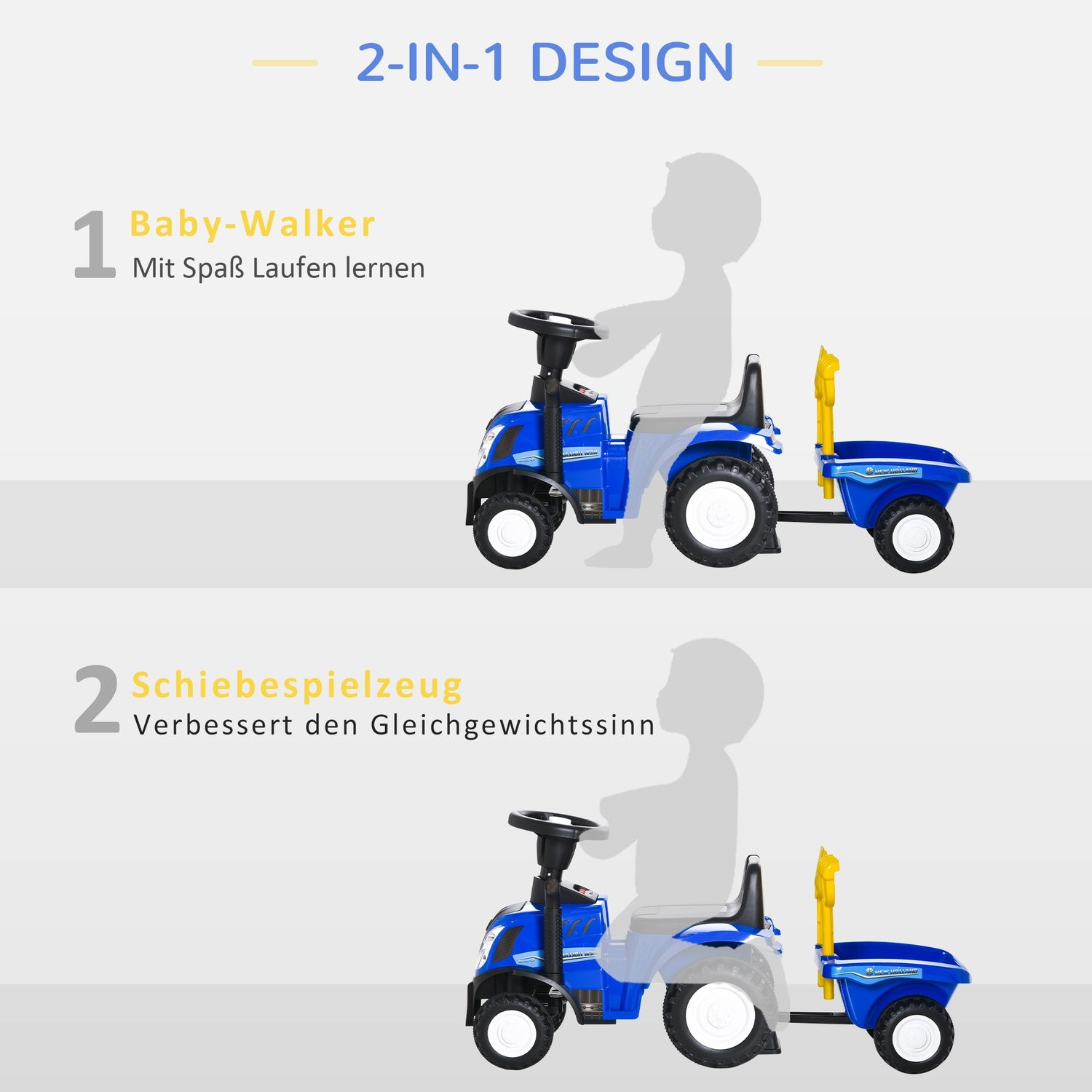 Rutschauto für Kinder mit Hupe – blau, Kunststoff/Metall