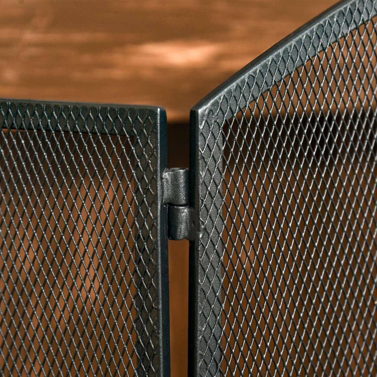 Open haardscherm, inklapbare metalen vonkenvanger, zwart, 110x24x76,5 cm