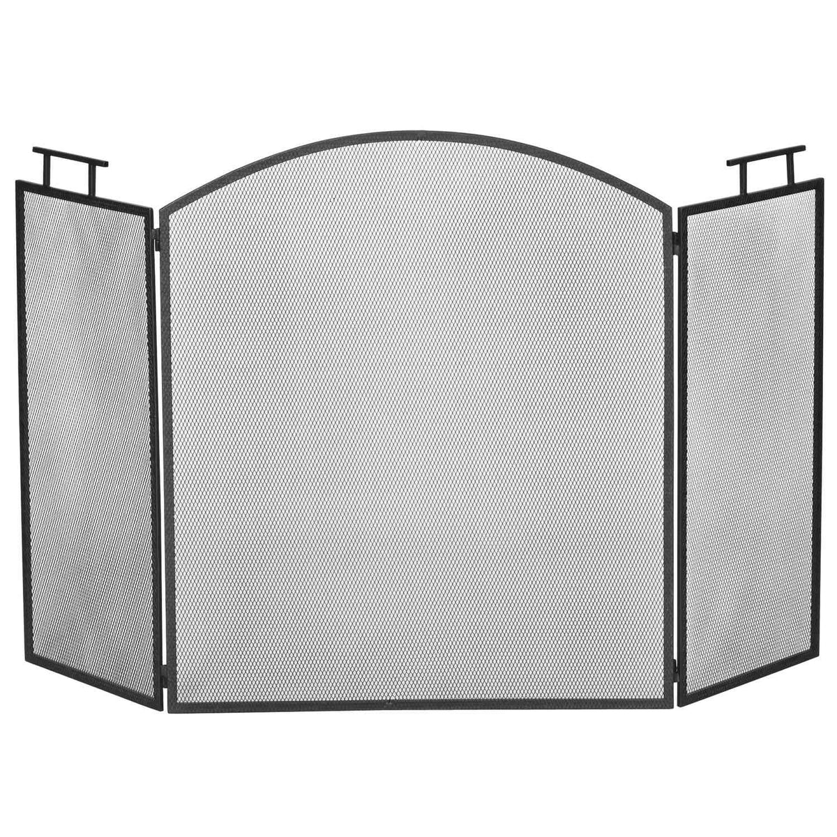 Open haardscherm, inklapbare metalen vonkenvanger, zwart, 110x24x76,5 cm