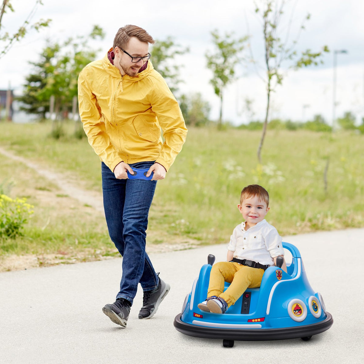 12V elektrische bumperauto voor kinderen, afstandsbediening, 360° draaibaar