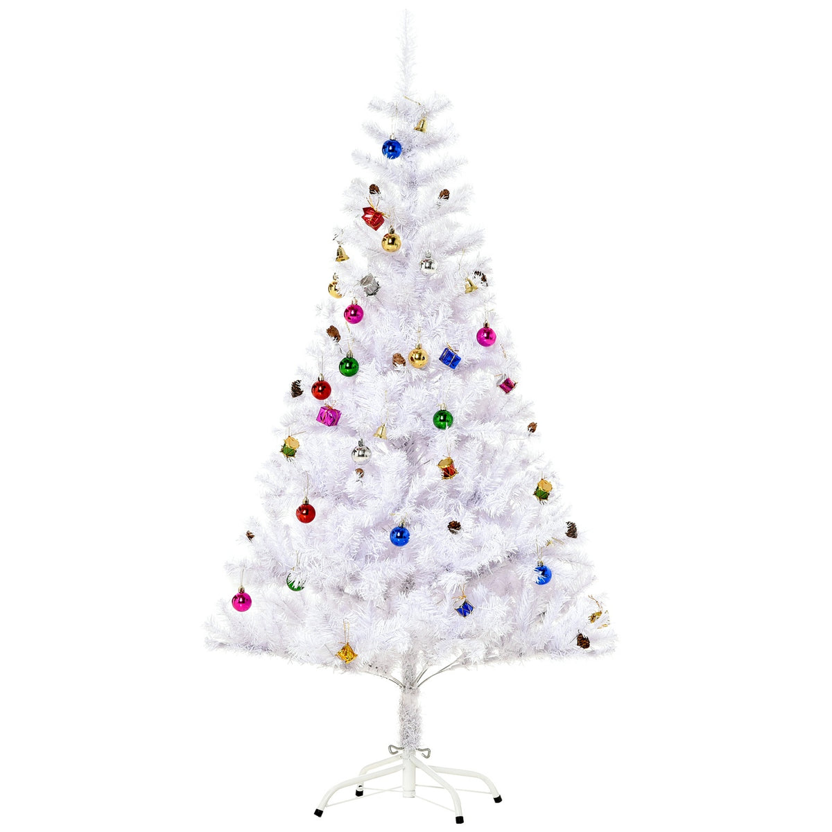 150 cm Witte kunstkerstboom met decoraties