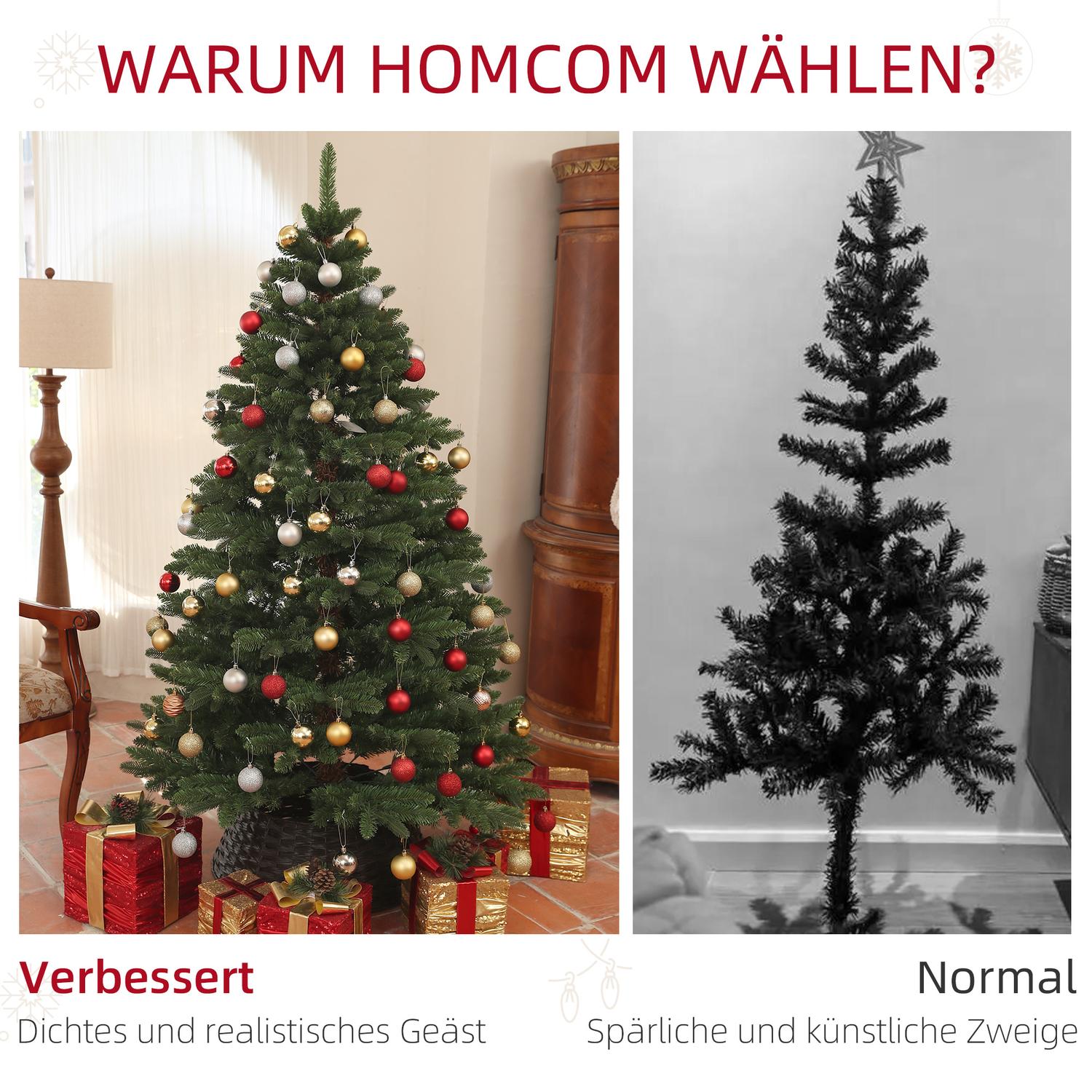 Kunstkerstboom van 180 cm, brandvertragend, inklapbare voet