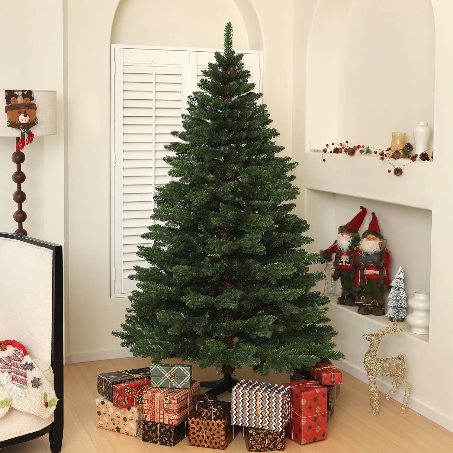 Kunstkerstboom van 180 cm, brandvertragend, inklapbare voet