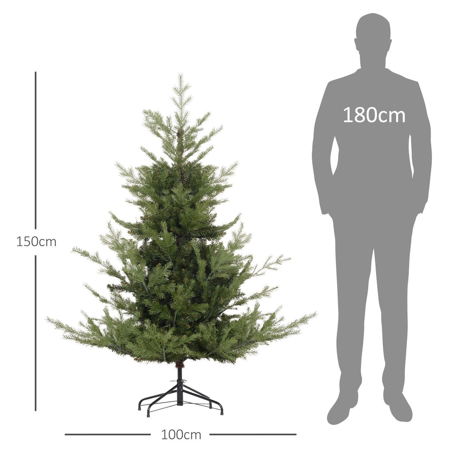 180 cm natuurgetrouwe kunstkerstboom, dichte takken