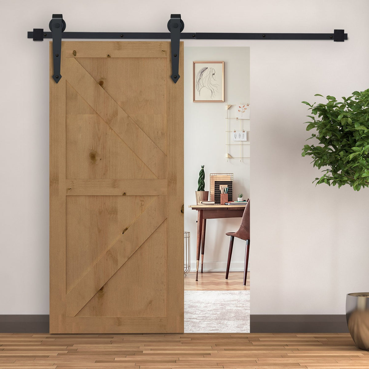 200 cm schuifdeurset van koolstofstaal, zwart