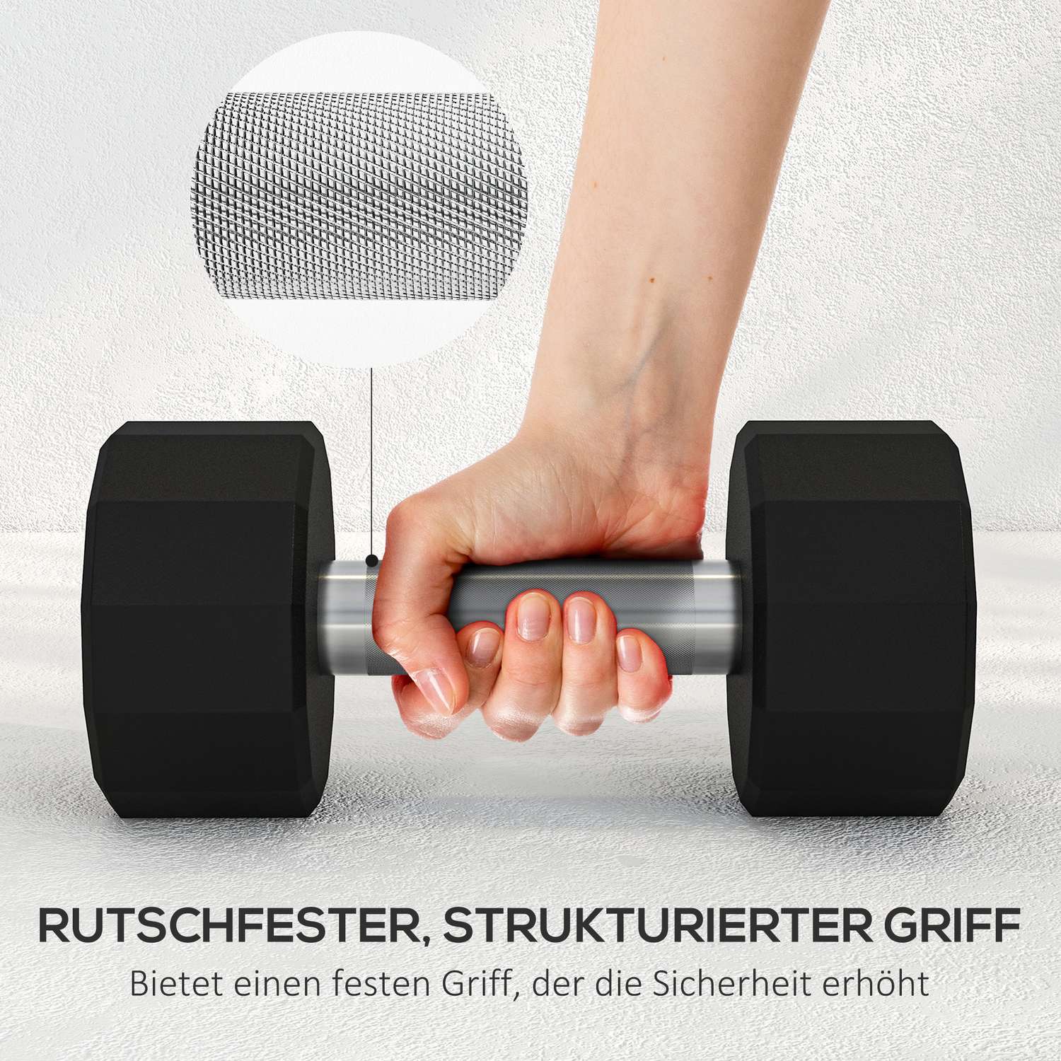 20 kg Halterset metaal, Antislip, Zwart, Krachttraining
