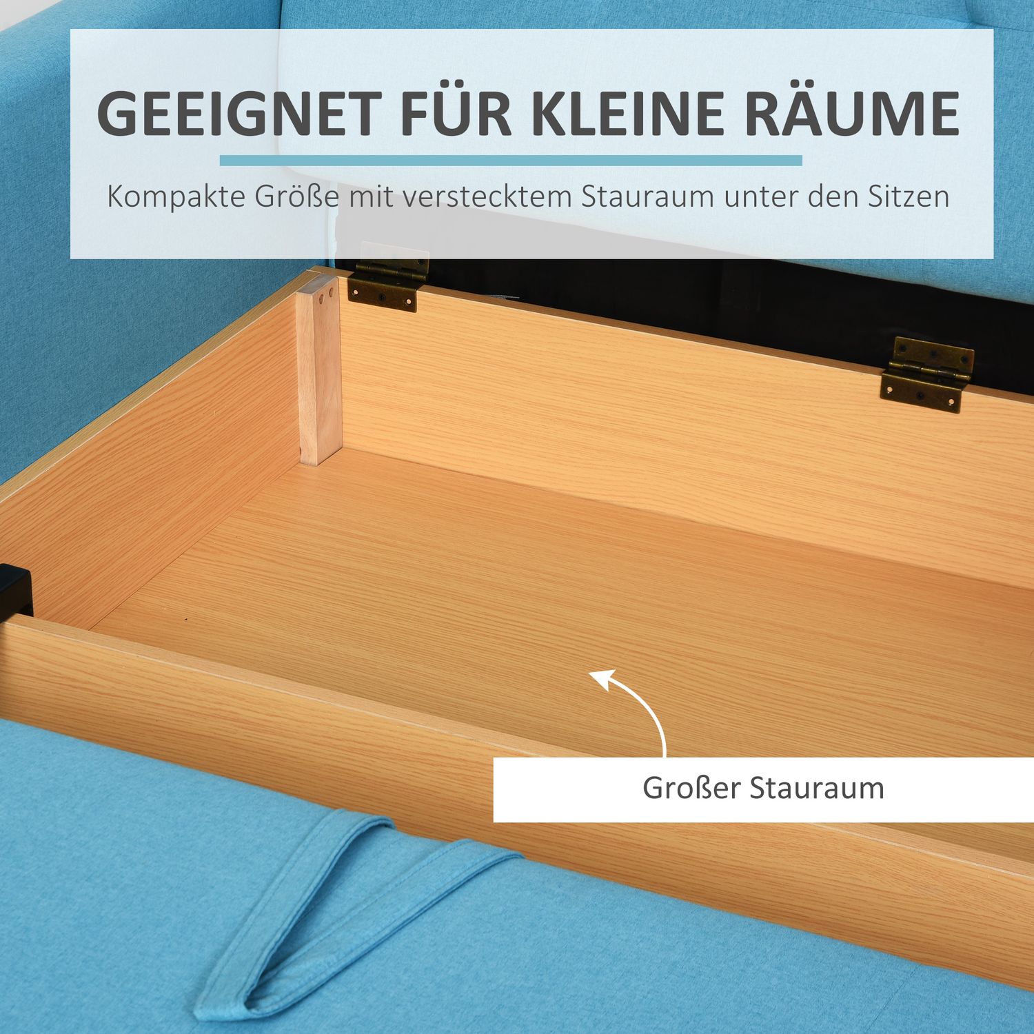 2-zits slaapbank – opbergruimte, lichtgrijs polykatoen