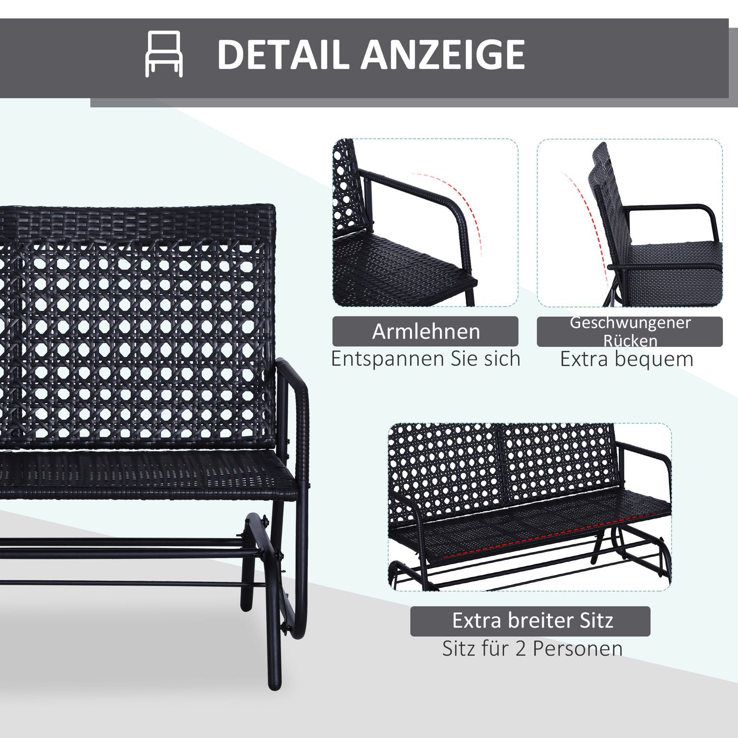 2-zits polyrotan tuinschommelbank