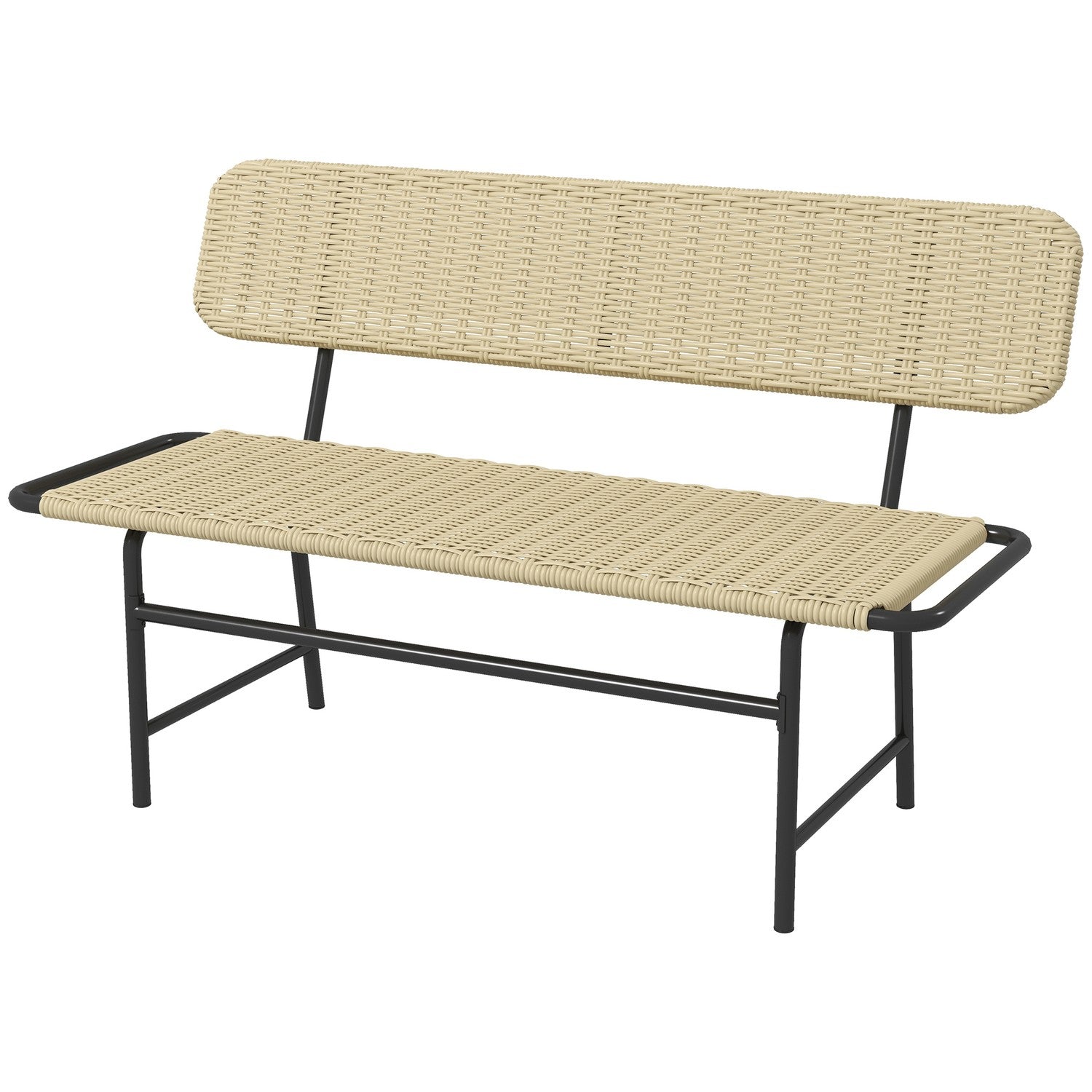 2-zits polyrotan bank, metalen frame, draagvermogen 250 kg
