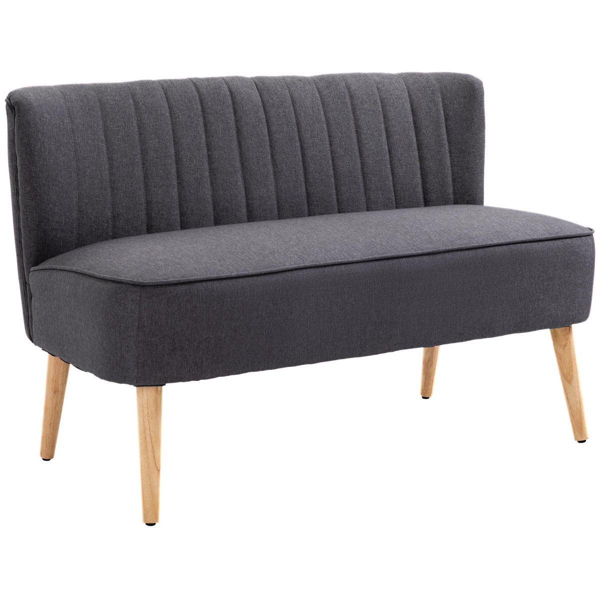 2-zitsbank, zachte kussens, onderhoudsvriendelijke bekleding, donkergrijs