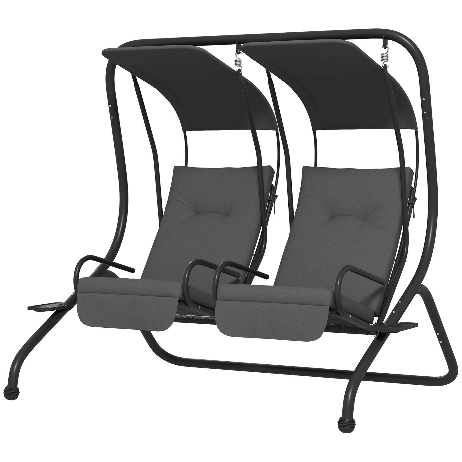 2-zits tuinschommel met zonnescherm - Stalen frame, grijs