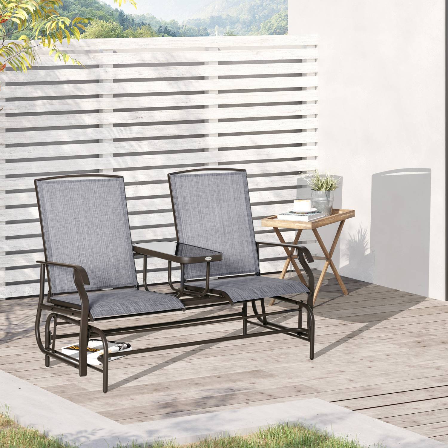 2-persoons tuinschommelbank met tafel