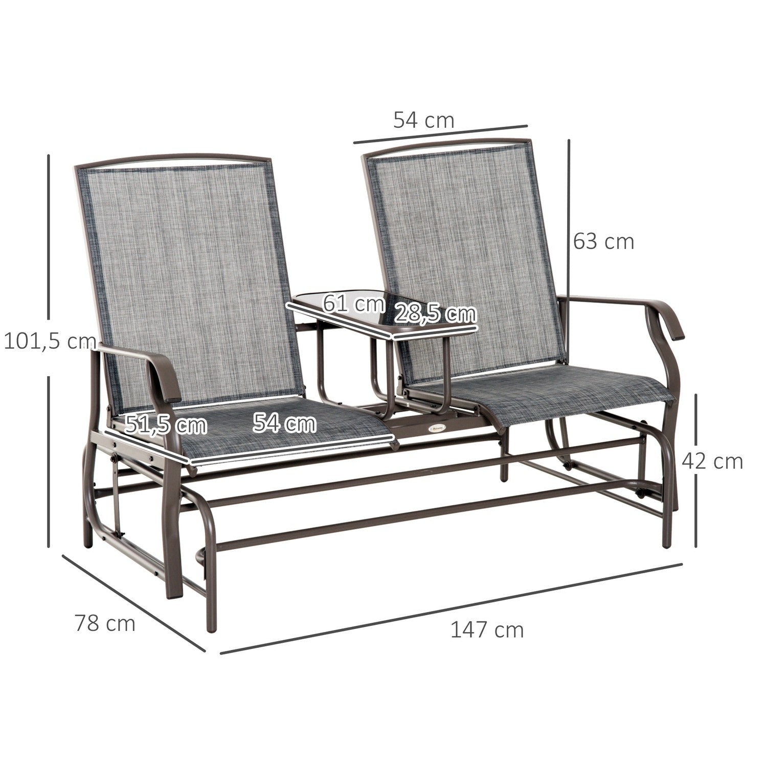 2-persoons tuinschommelbank met tafel