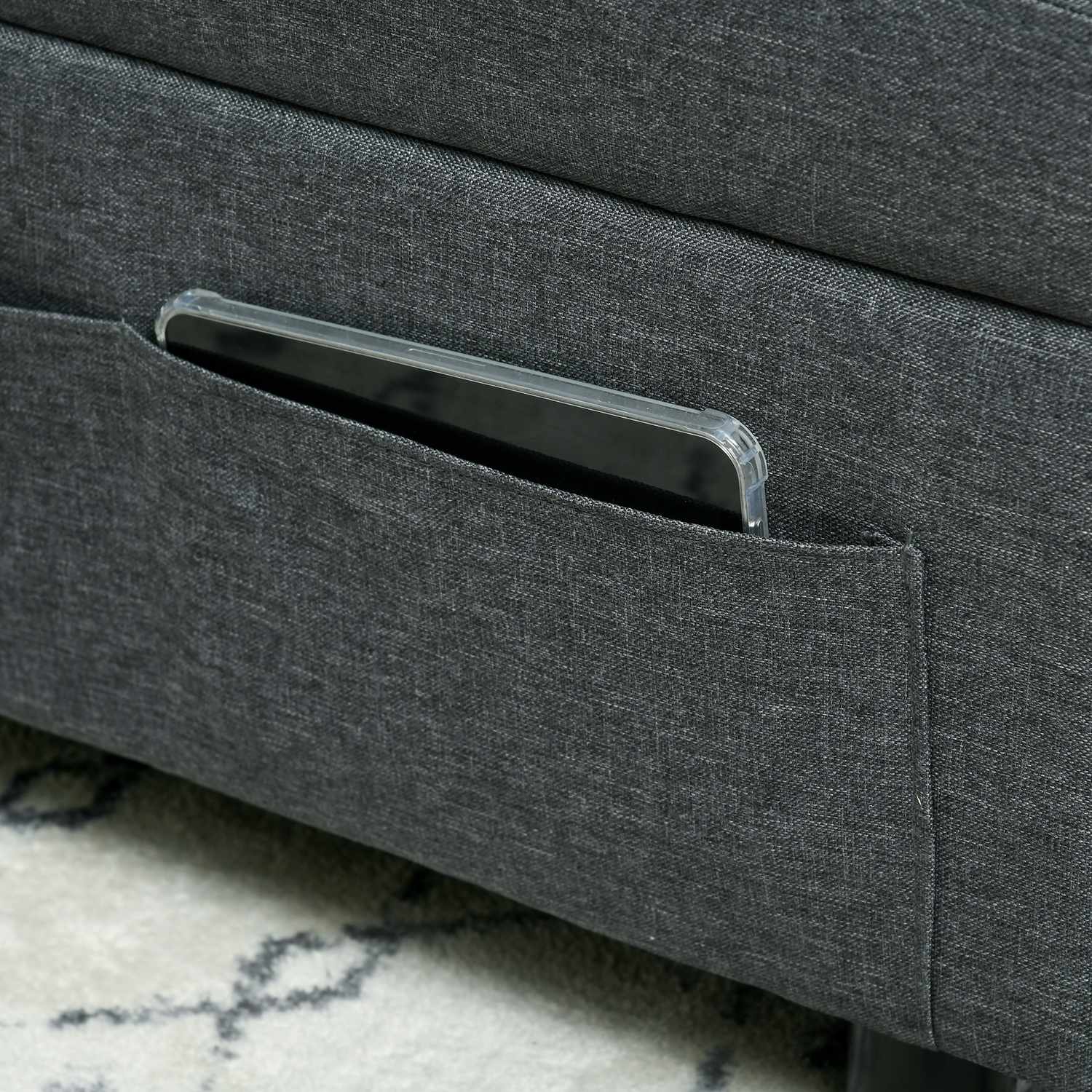 3-in-1 grijze klapstoel – Logeerbed met wieltjes en opbergvak