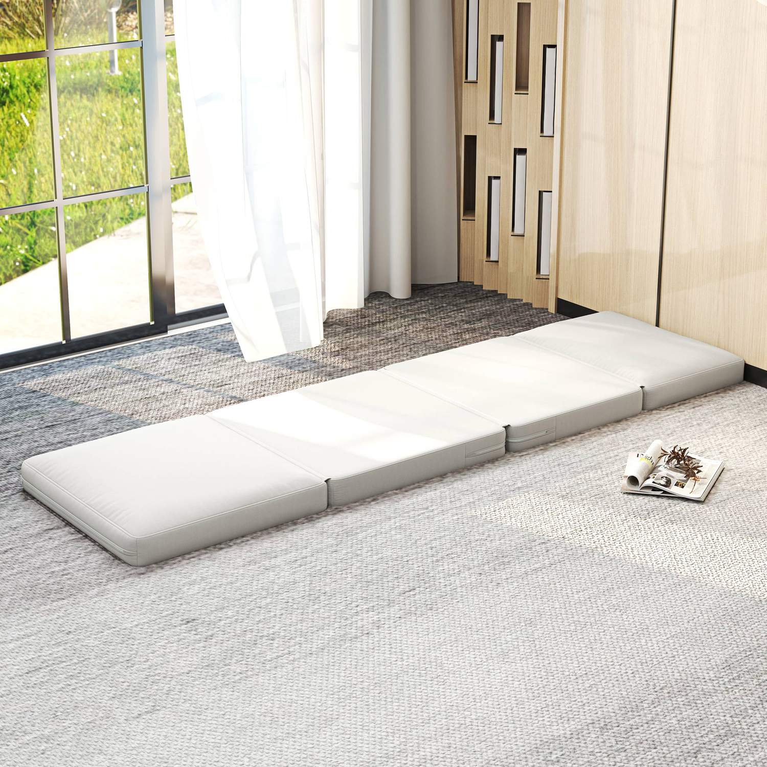 3-in-1 opvouwbare slaapbank, fluwelen bekleding, crèmewit