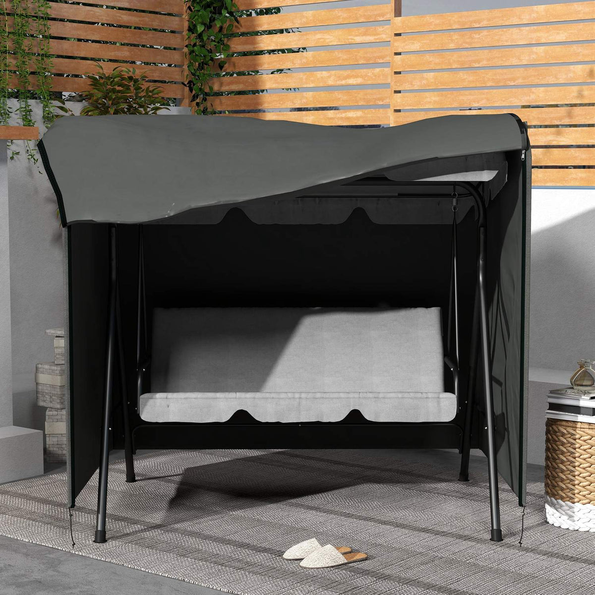 Tuinhoes voor schommelbank, 3-zits, winterbestendig, UV-bestendig 420D-materiaal