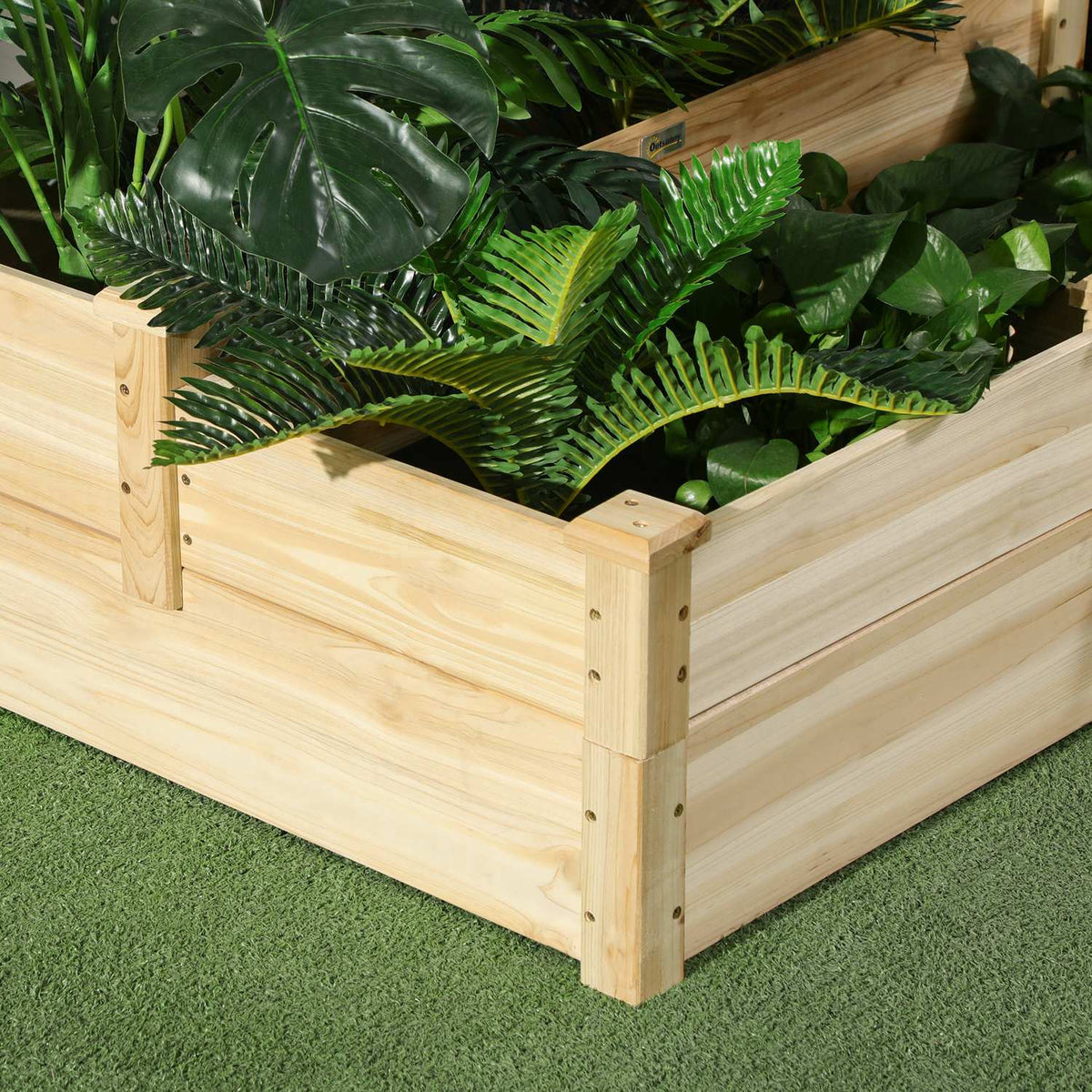 3-laags verhoogd bloemenrek, sparrenhout, natuurlijke afwerking