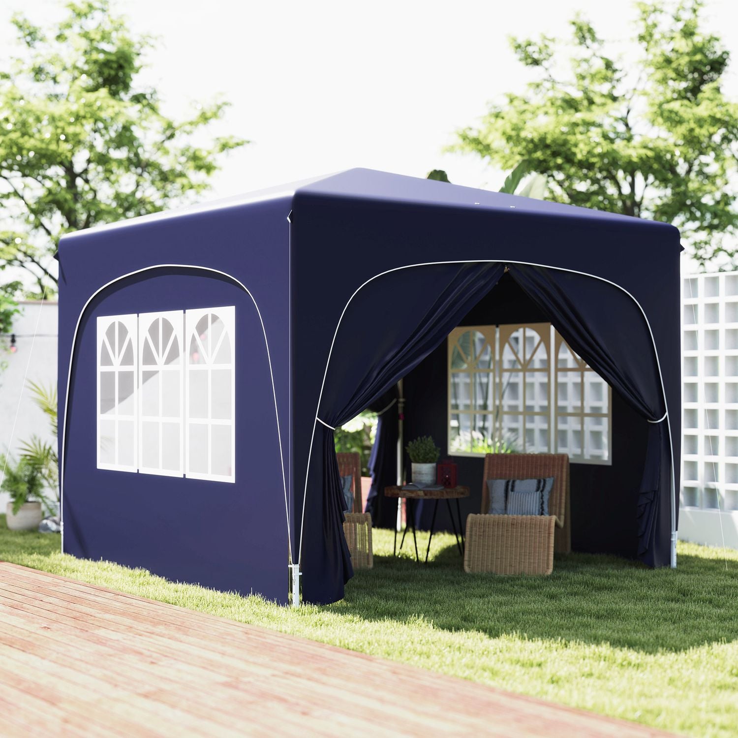 3x3m weerbestendige Pop-Up Gazebo, UV50+, Donkerblauw