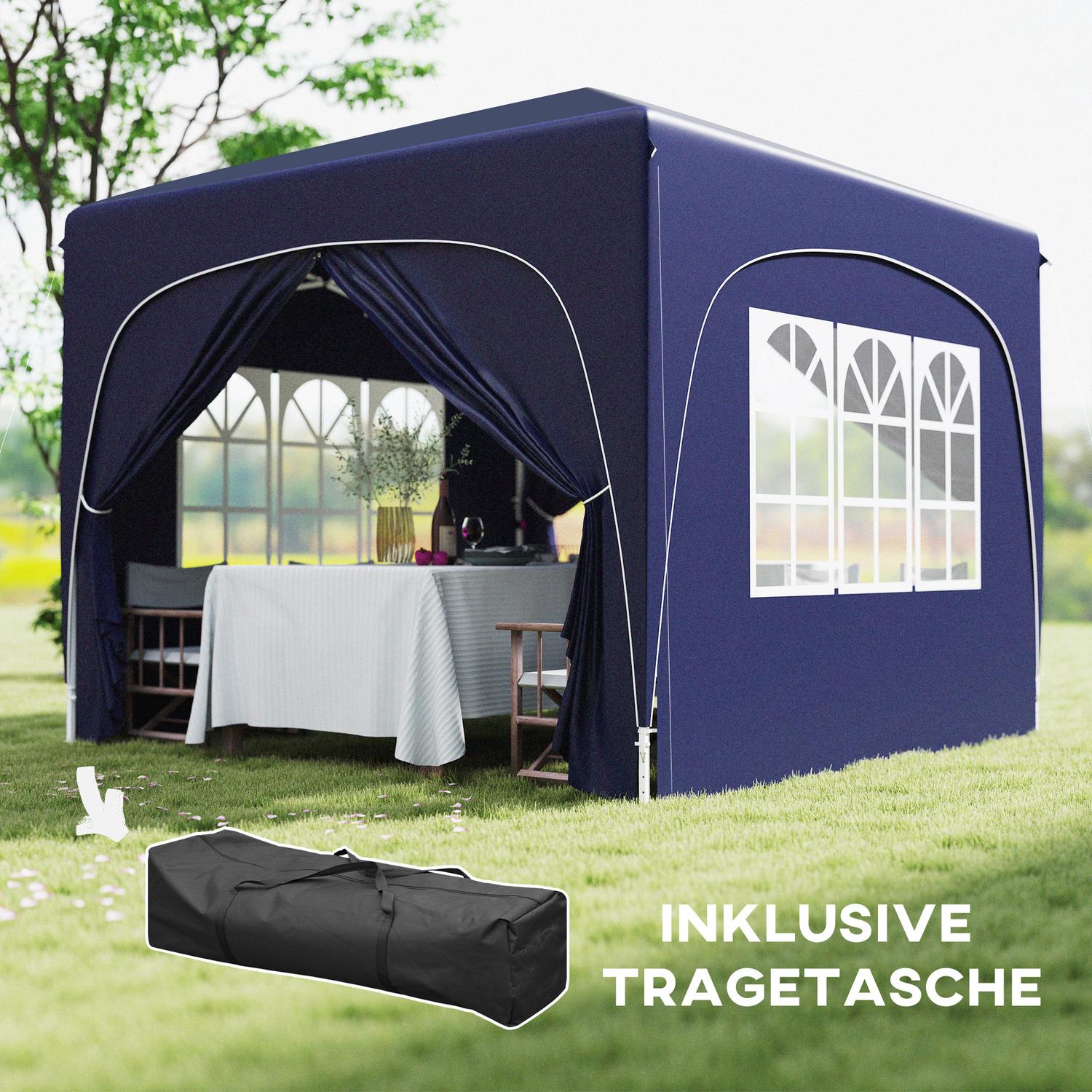 3x3m weerbestendige Pop-Up Gazebo, UV50+, Donkerblauw