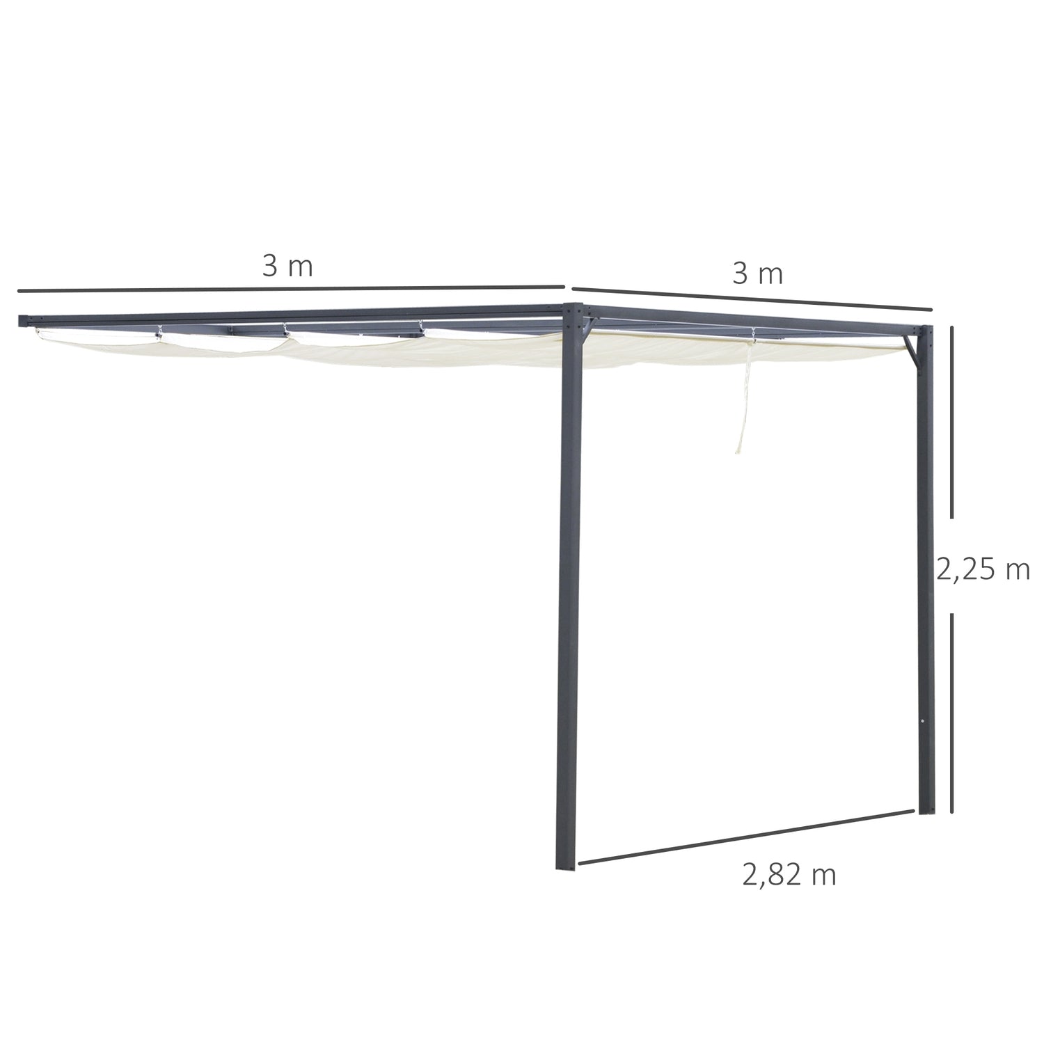 3x3m weerbestendige pergola Tuinhuisje met stoffen dak