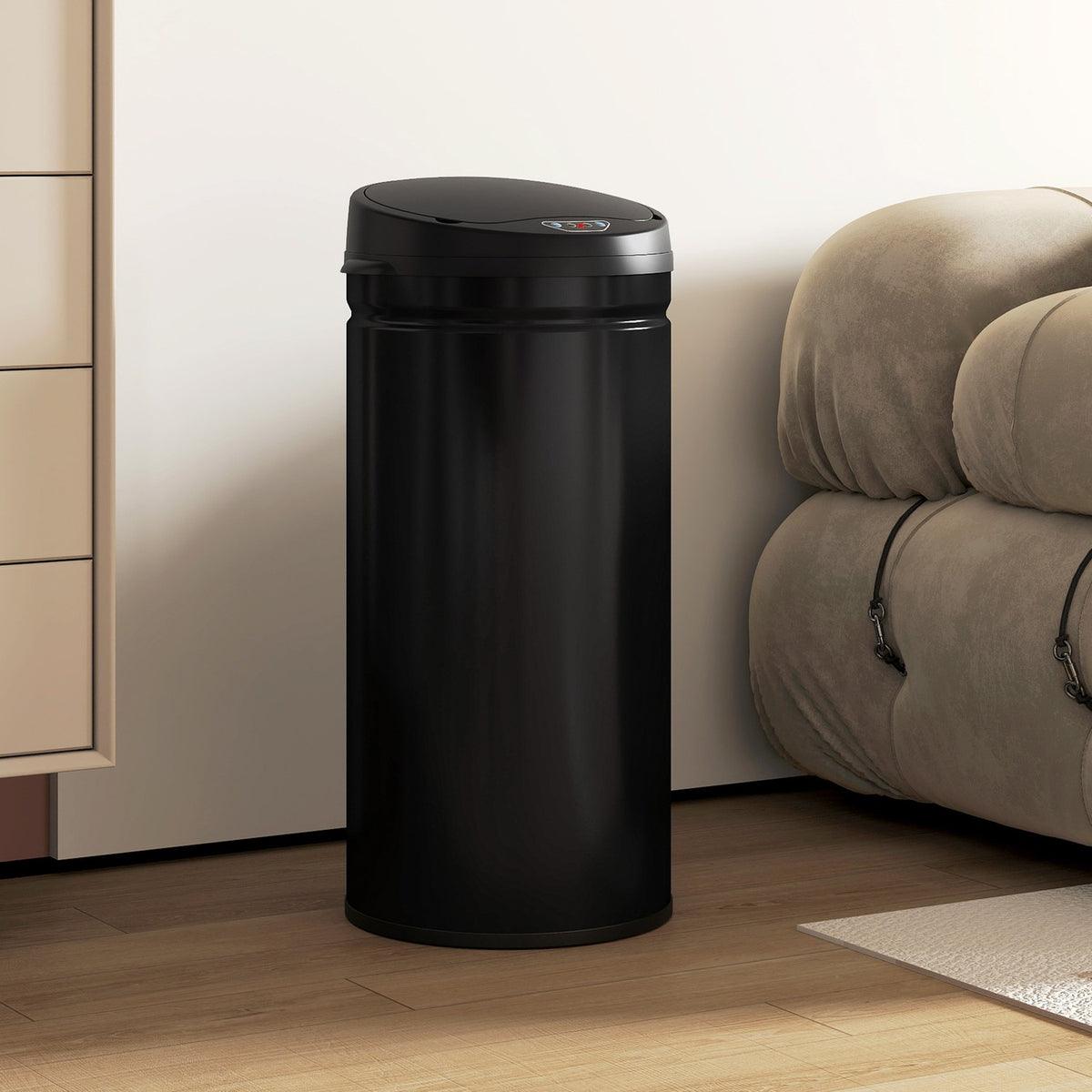 Afvalbak van 42 l van roestvrij staal met sensor, handsfree en soft-closefunctie