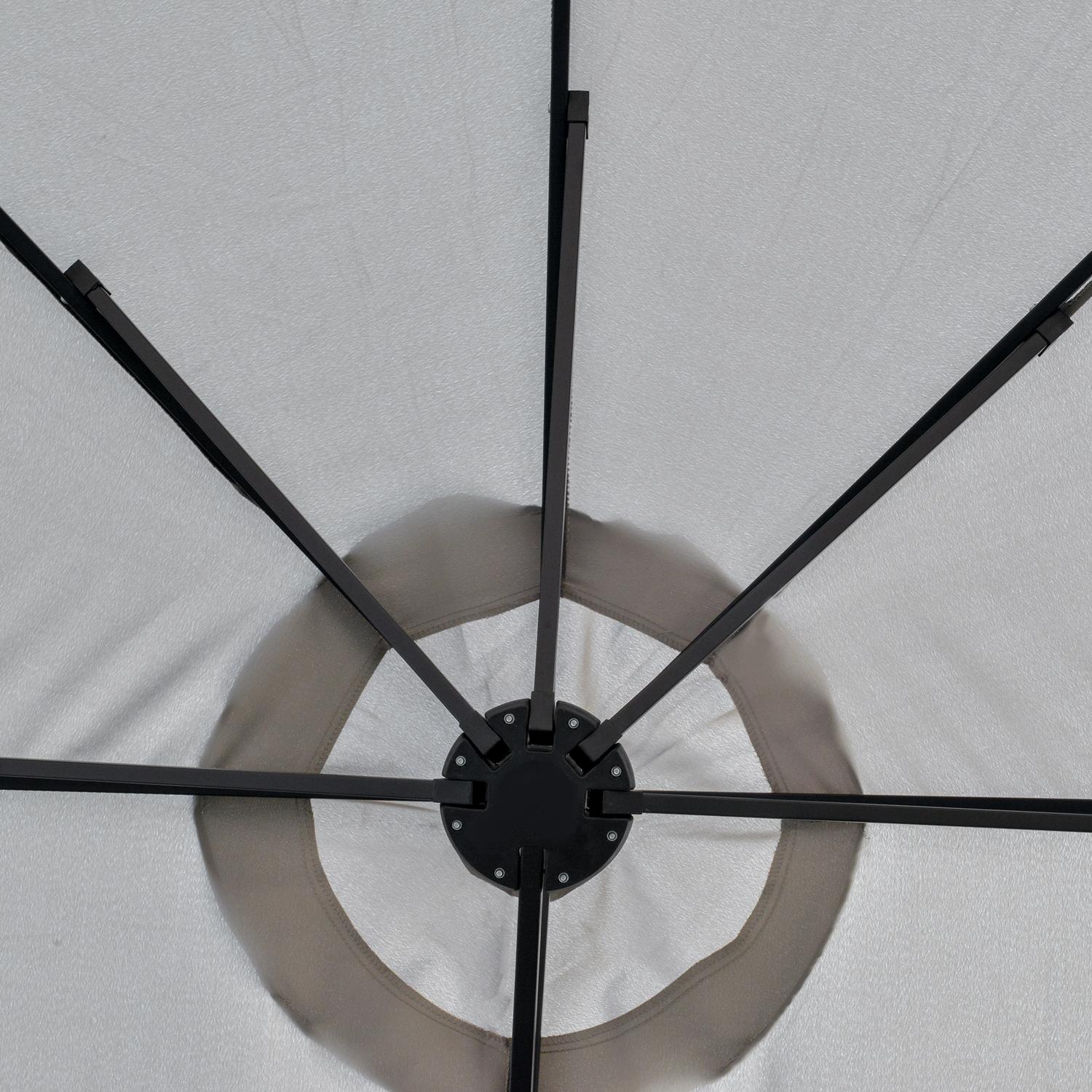4,5 M Dubbele parasol met ledverlichting, op zonne-energie, lichtgrijs-zwart