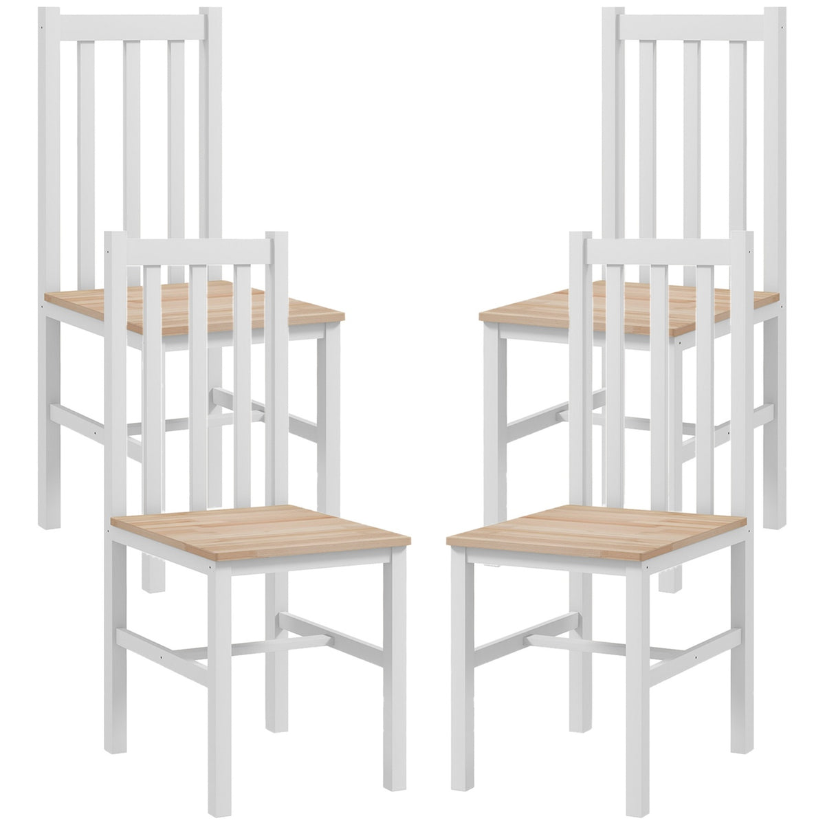 Eetkamerstoelen van massief hout, set van 4, modern design, naturel