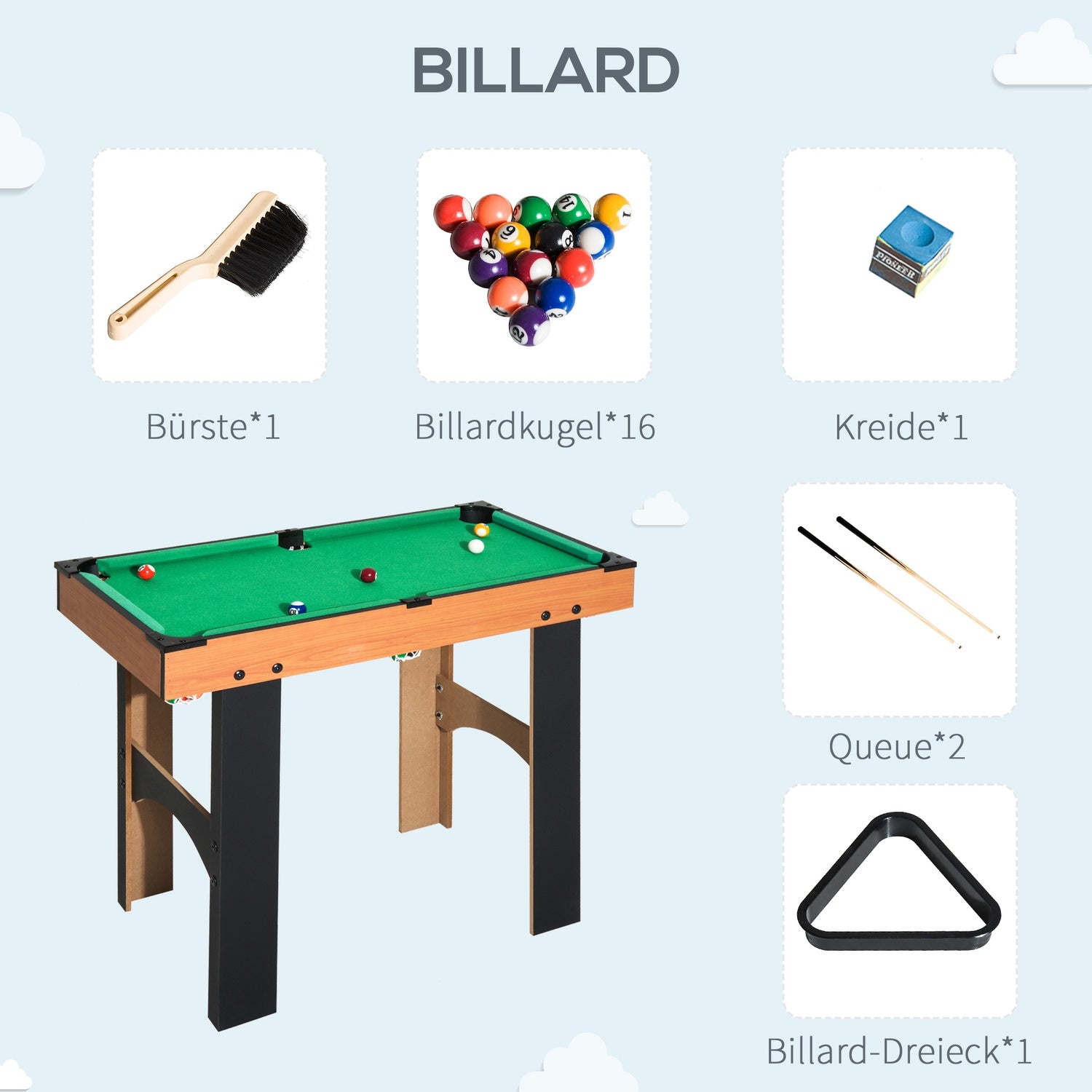 4-in-1-multispeeltafel: voetbal, hockey, biljart, tennis