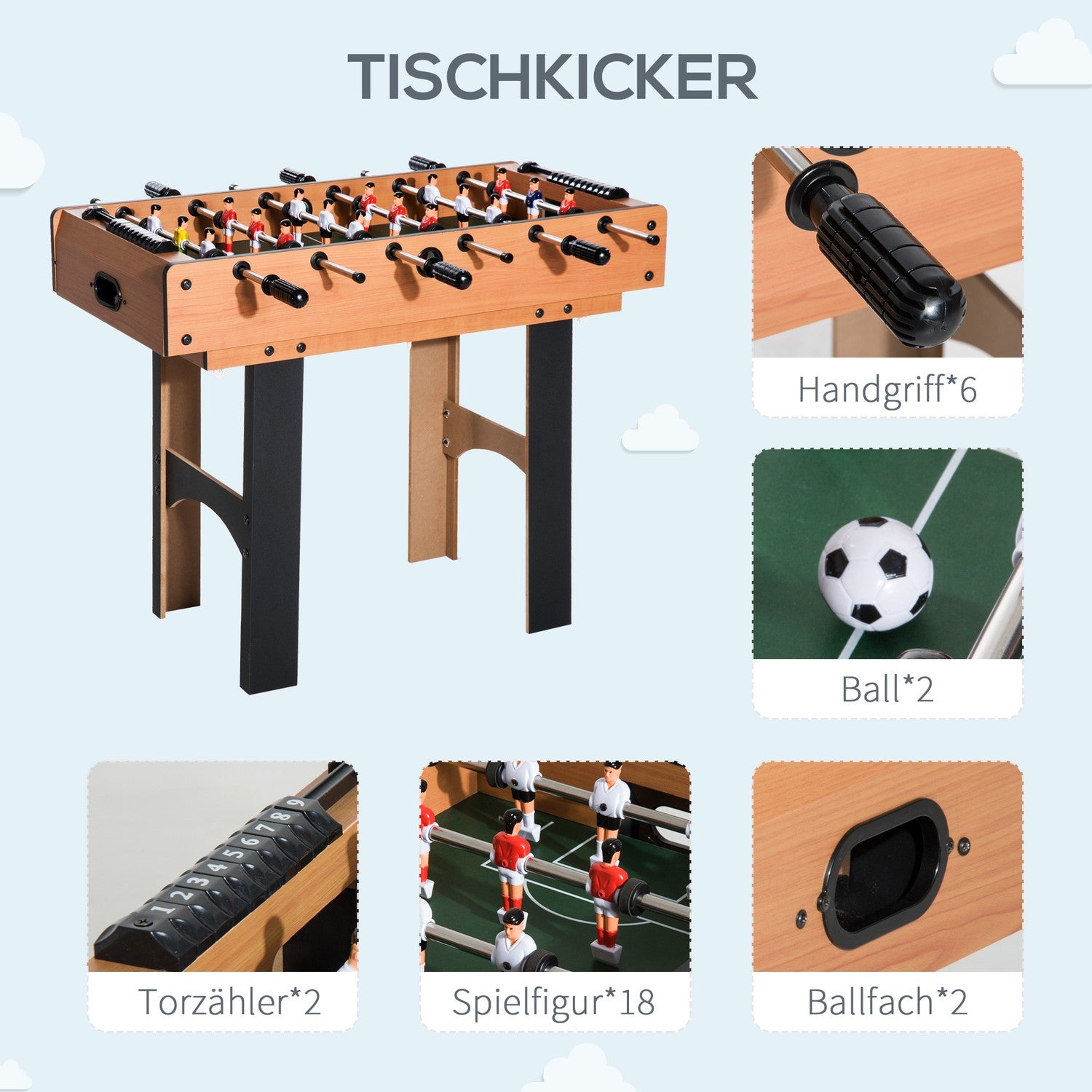 4-in-1-multispeeltafel: voetbal, hockey, biljart, tennis