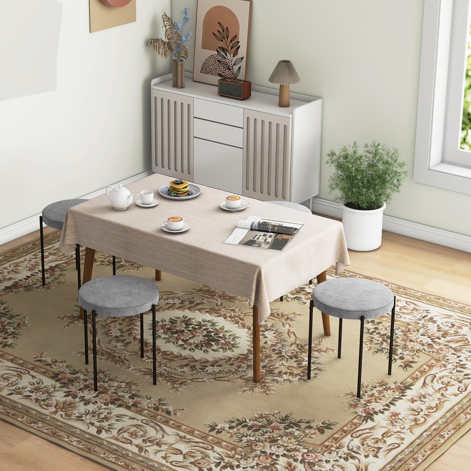 4 chaises de salle à manger empilables aspect velours avec assise matelassée