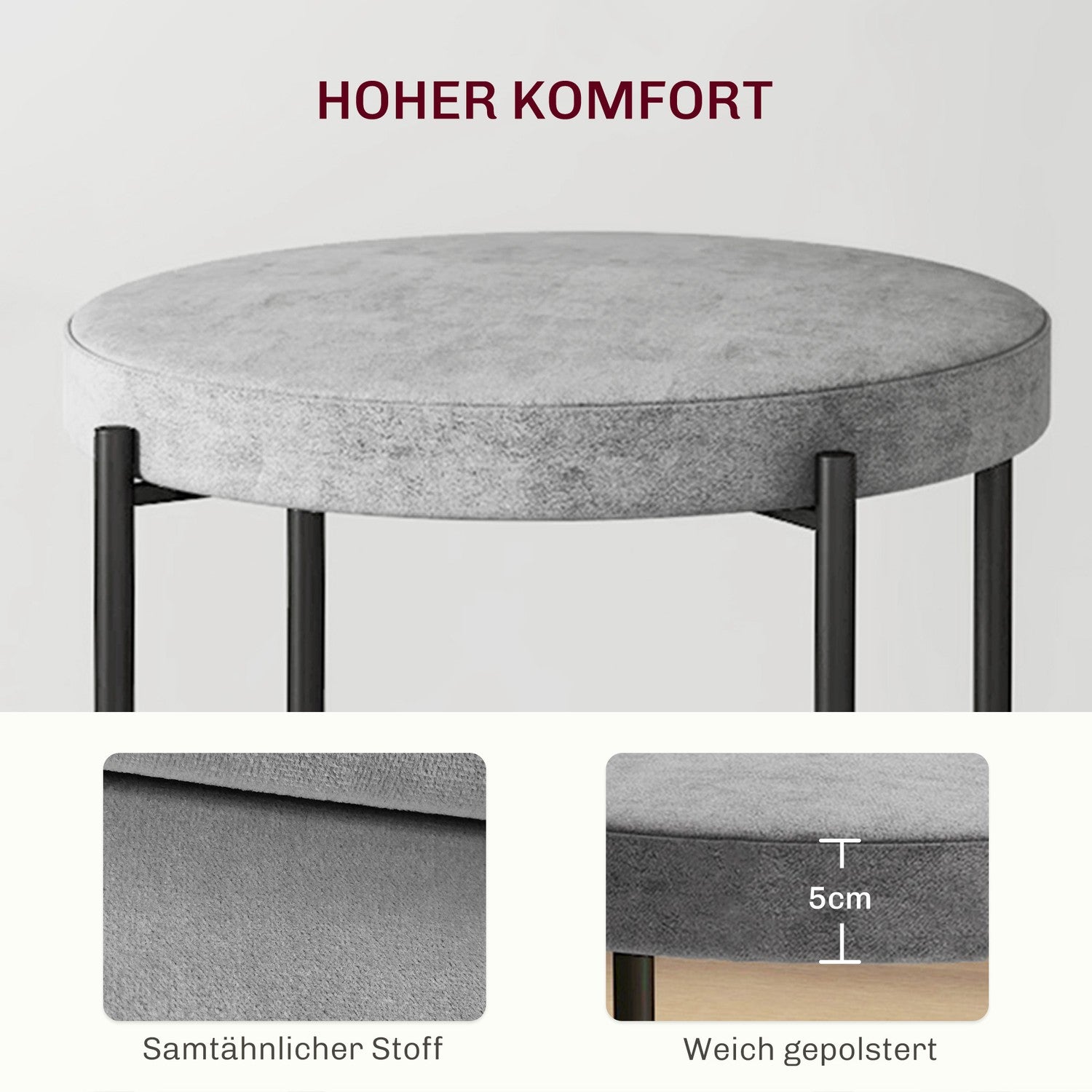 4 chaises de salle à manger empilables aspect velours avec assise matelassée
