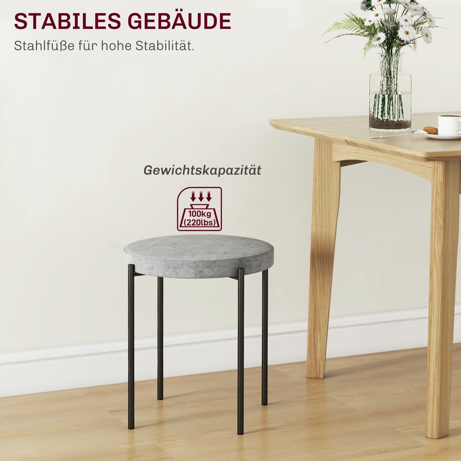 4 chaises de salle à manger empilables aspect velours avec assise matelassée