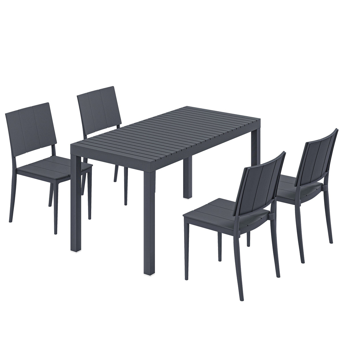 5-delige set stapelbare stoelen, donkergrijs