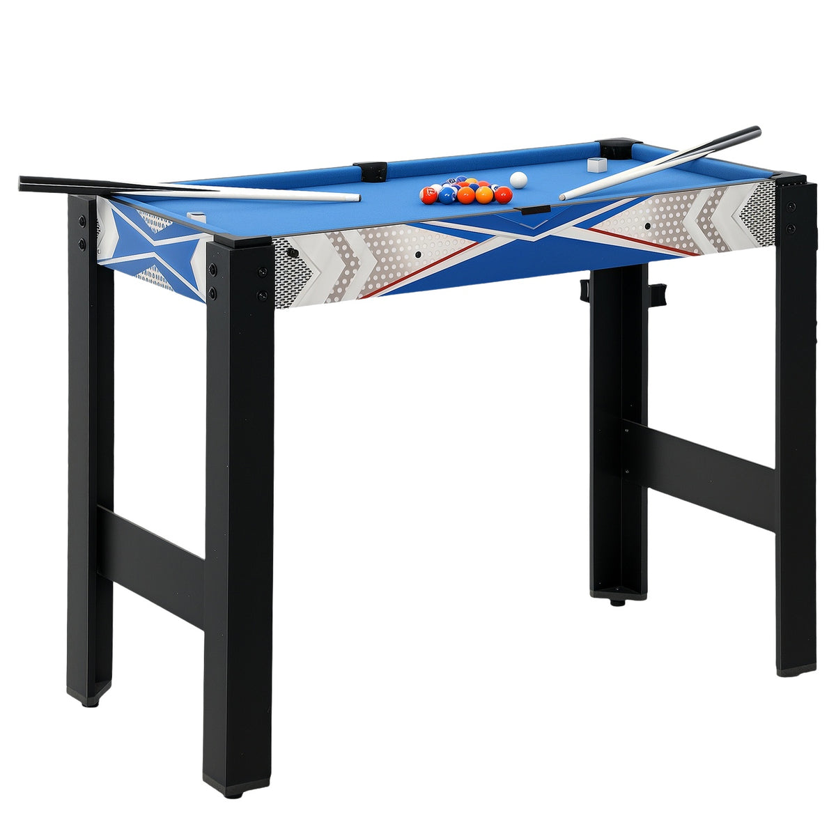 5-in-1 speeltafel: biljart, tafeltennis, hockey, basketbal, boogschieten