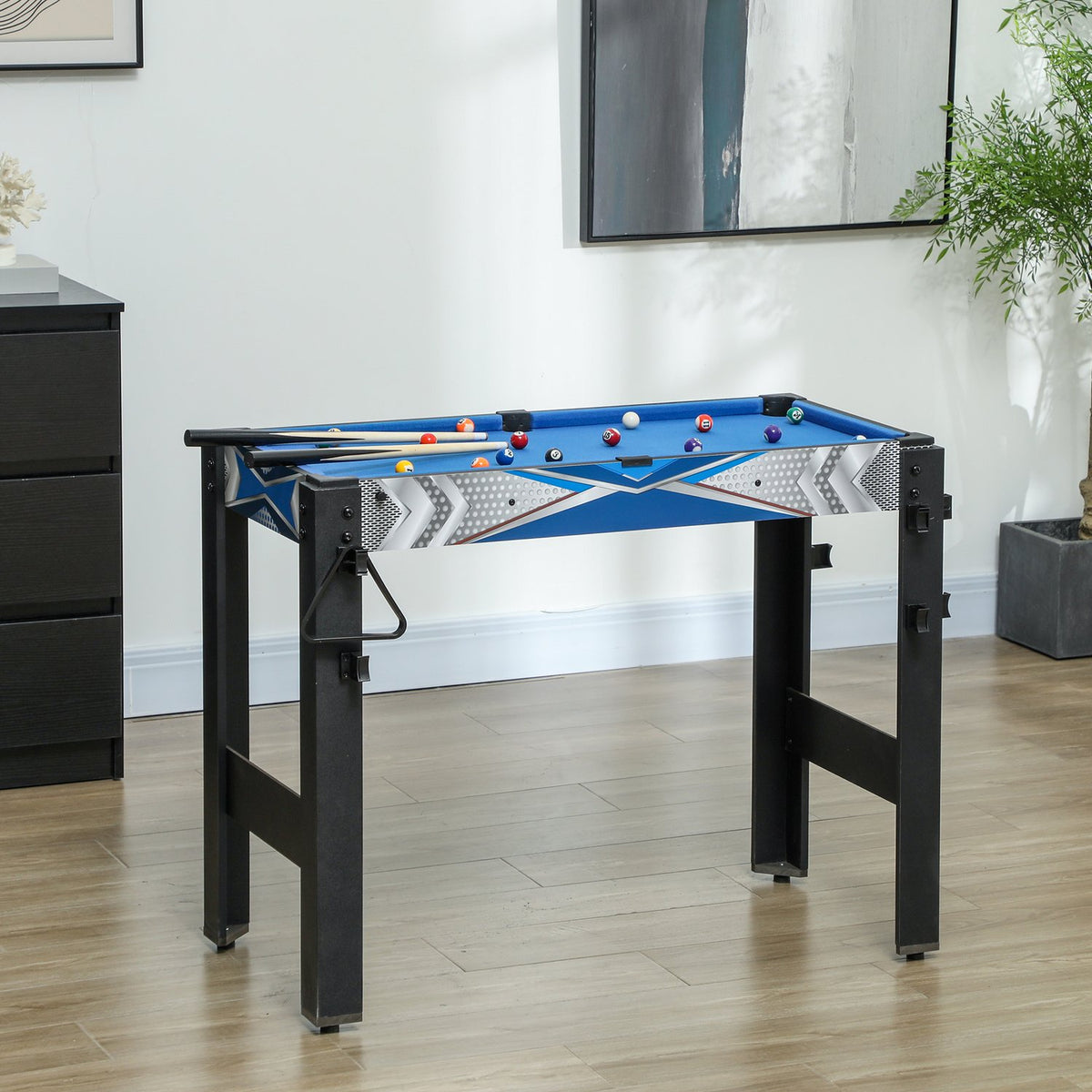 5-in-1 speeltafel: biljart, tafeltennis, hockey, basketbal, boogschieten