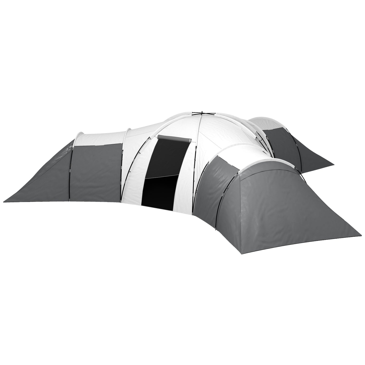 6-9-persoons tunneltent, 3 slaapkamers, grijs