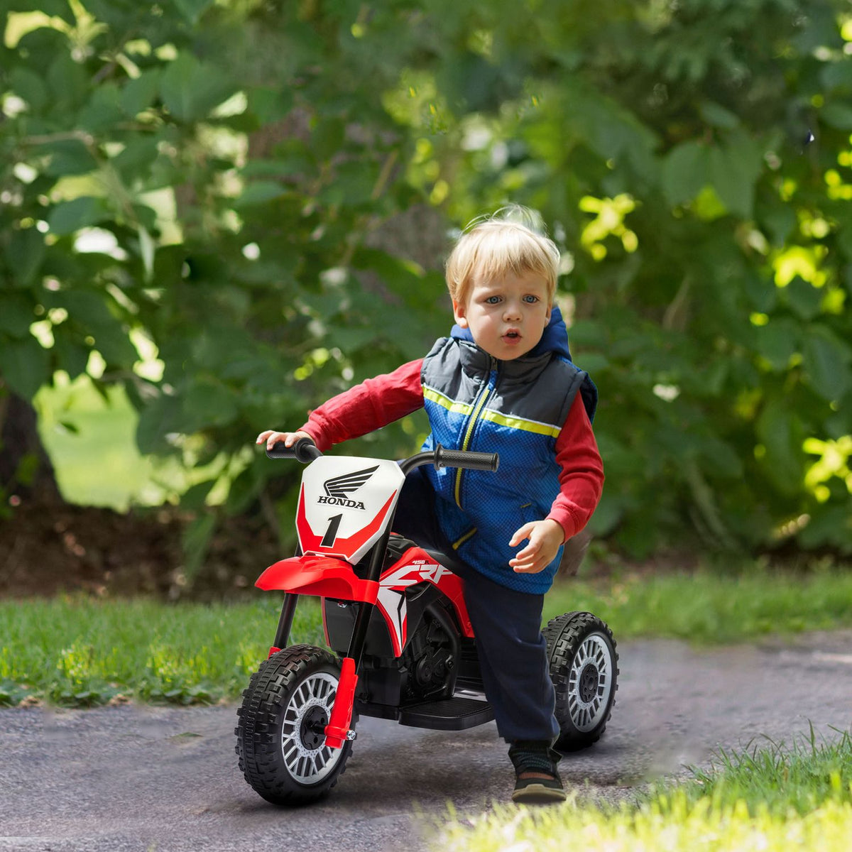 6V kindermotor met claxon en muziek, rood
