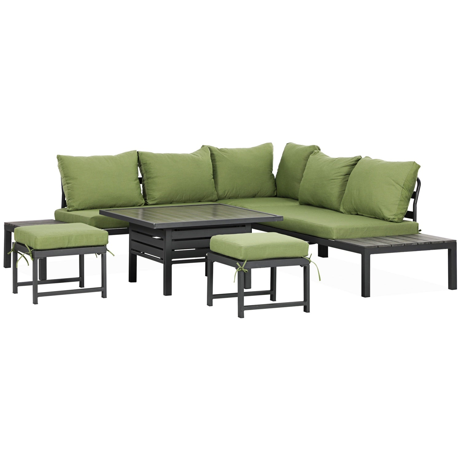 6-delige terrasset, verstelbare tafel, aluminium frame