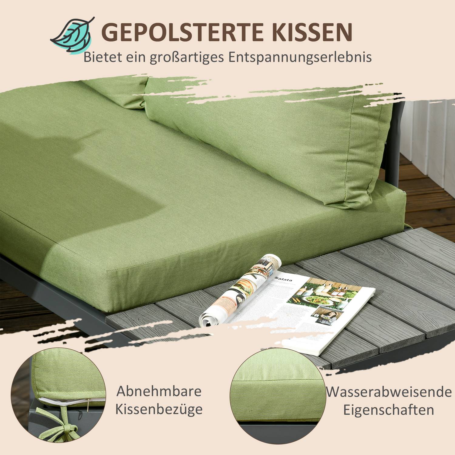 6-delige terrasset, verstelbare tafel, aluminium frame