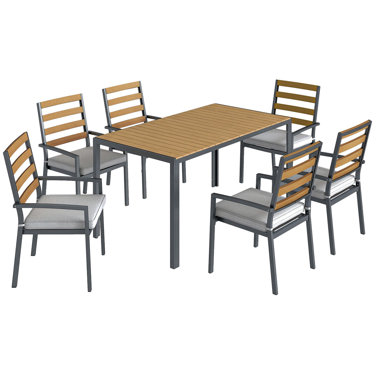 7-delige tuinmeubelset met tafel en stoelen