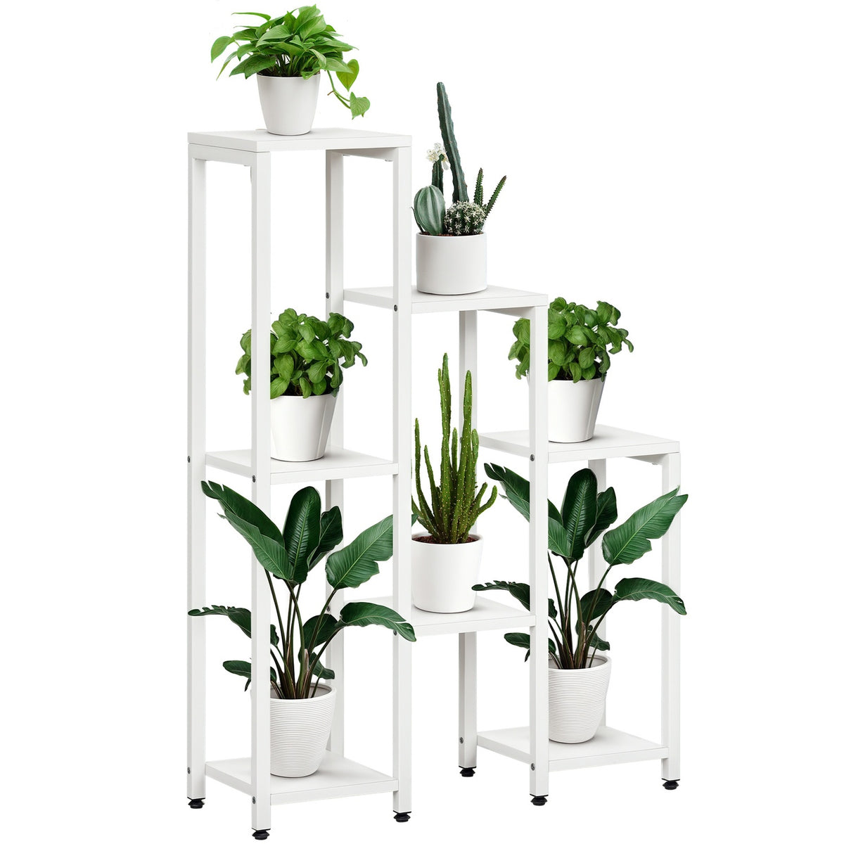 7-laags plantenstandaard, binnen/buiten, wit staal, 65x23x94,5 cm