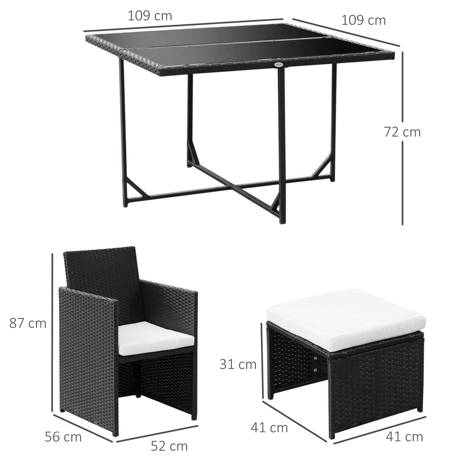 8-persoons zwarte polyrattan tuinzitset