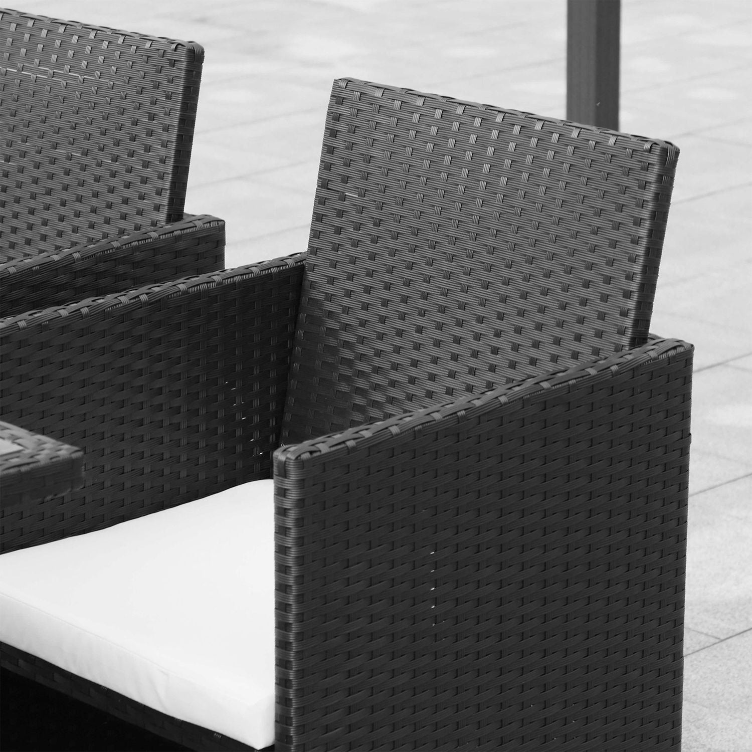 8-persoons zwarte polyrattan tuinzitset