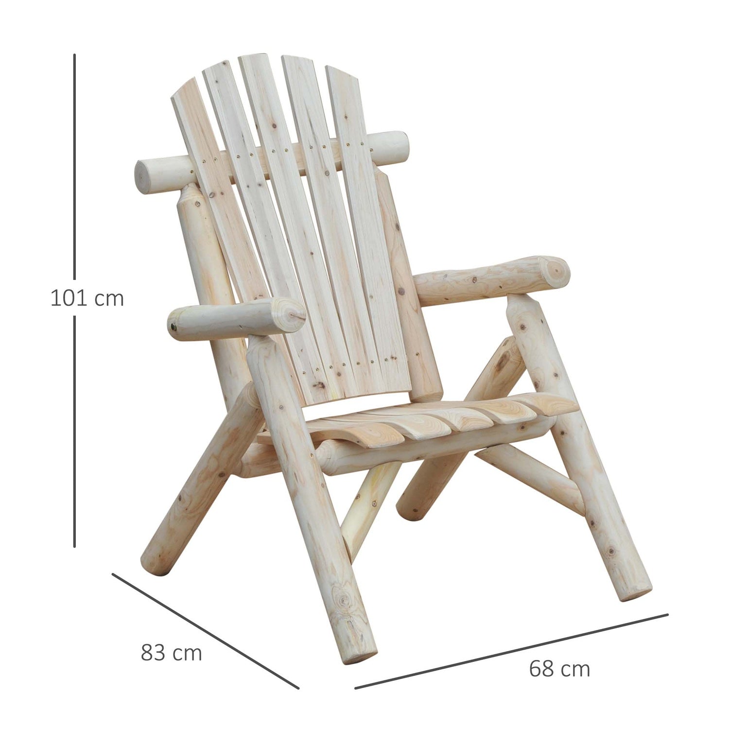 Adirondack houten tuinstoel – Hoge rugleuning met armleuningen, sparrenhout