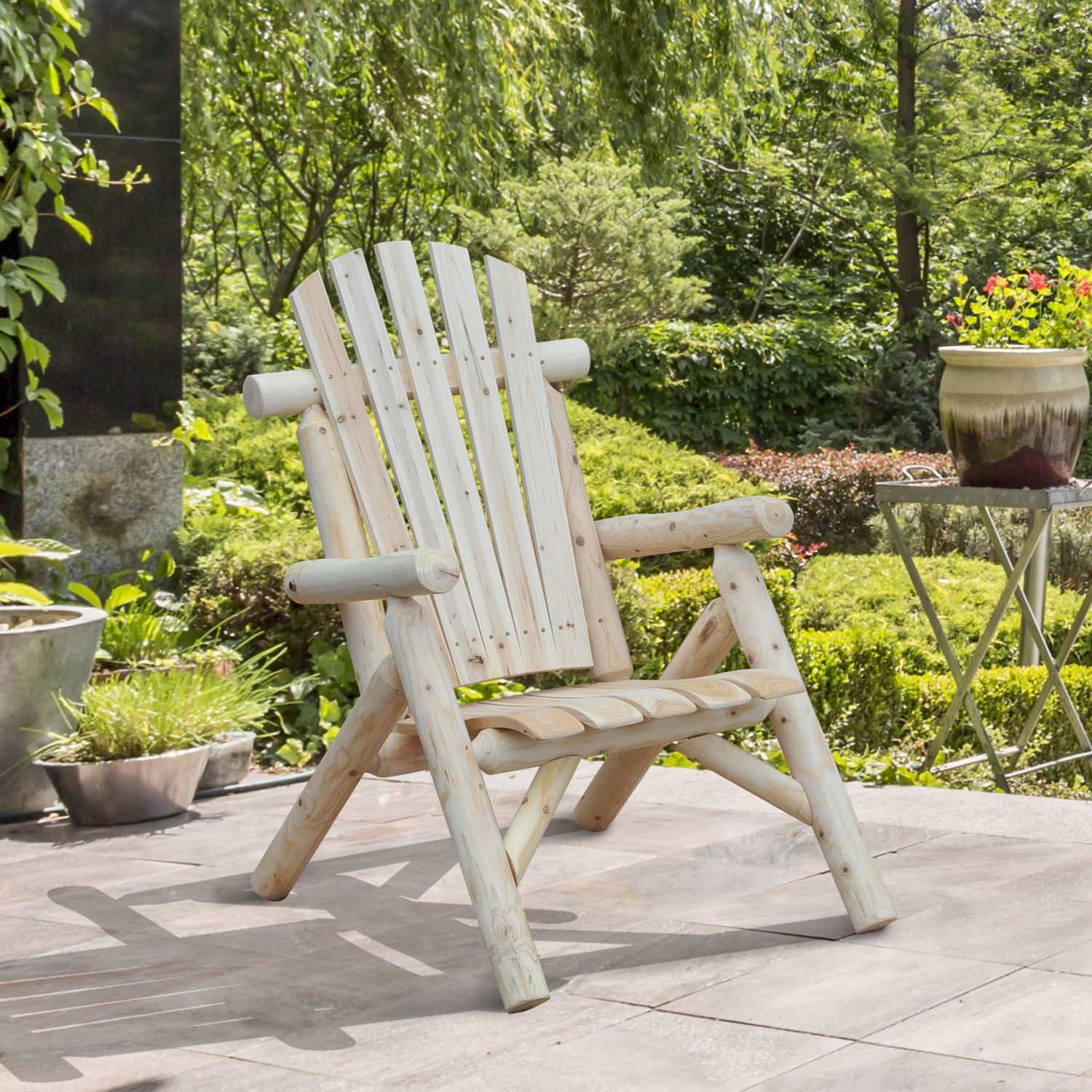Adirondack houten tuinstoel – Hoge rugleuning met armleuningen, sparrenhout