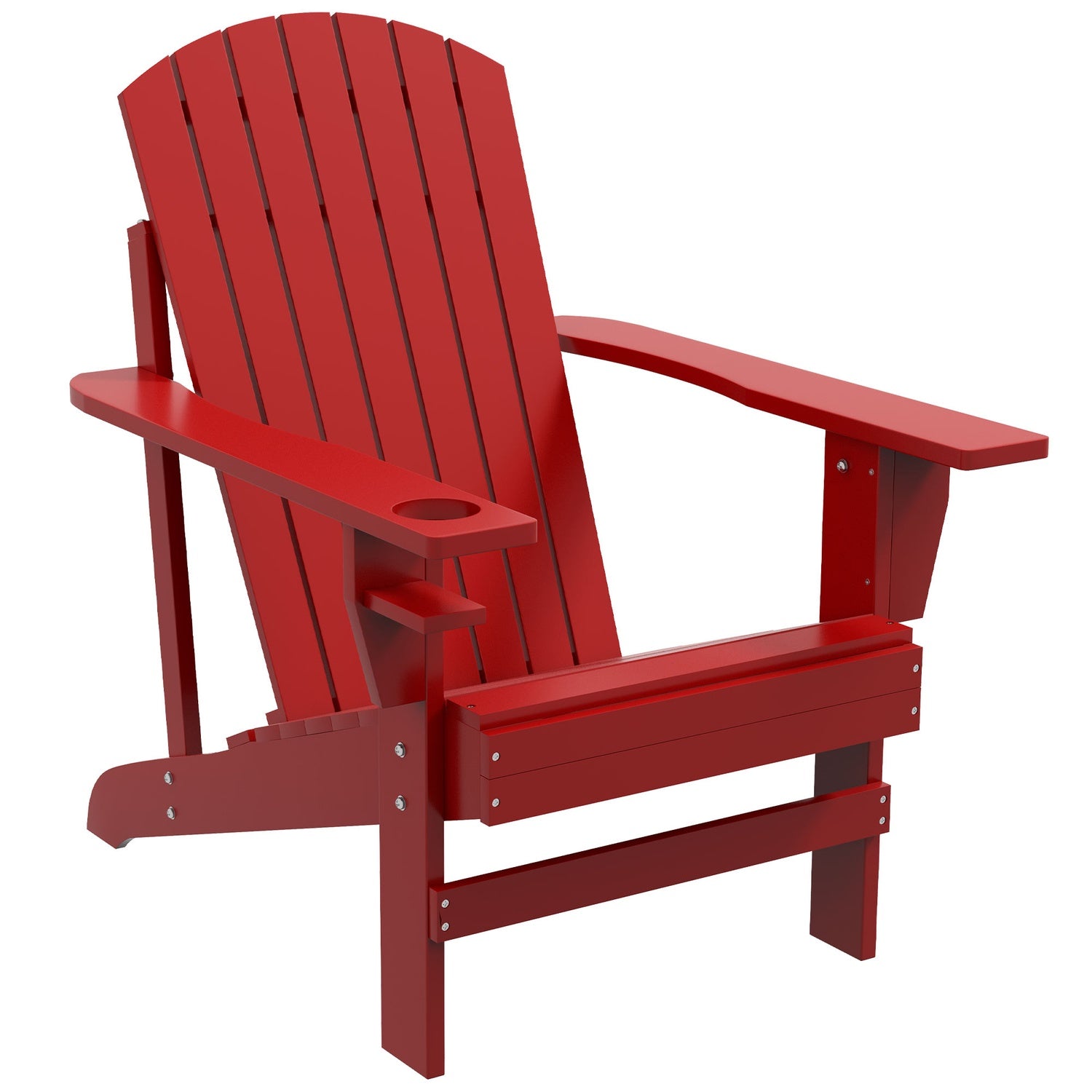 Adirondack tuinstoel, rood massief hout met bekerhouder