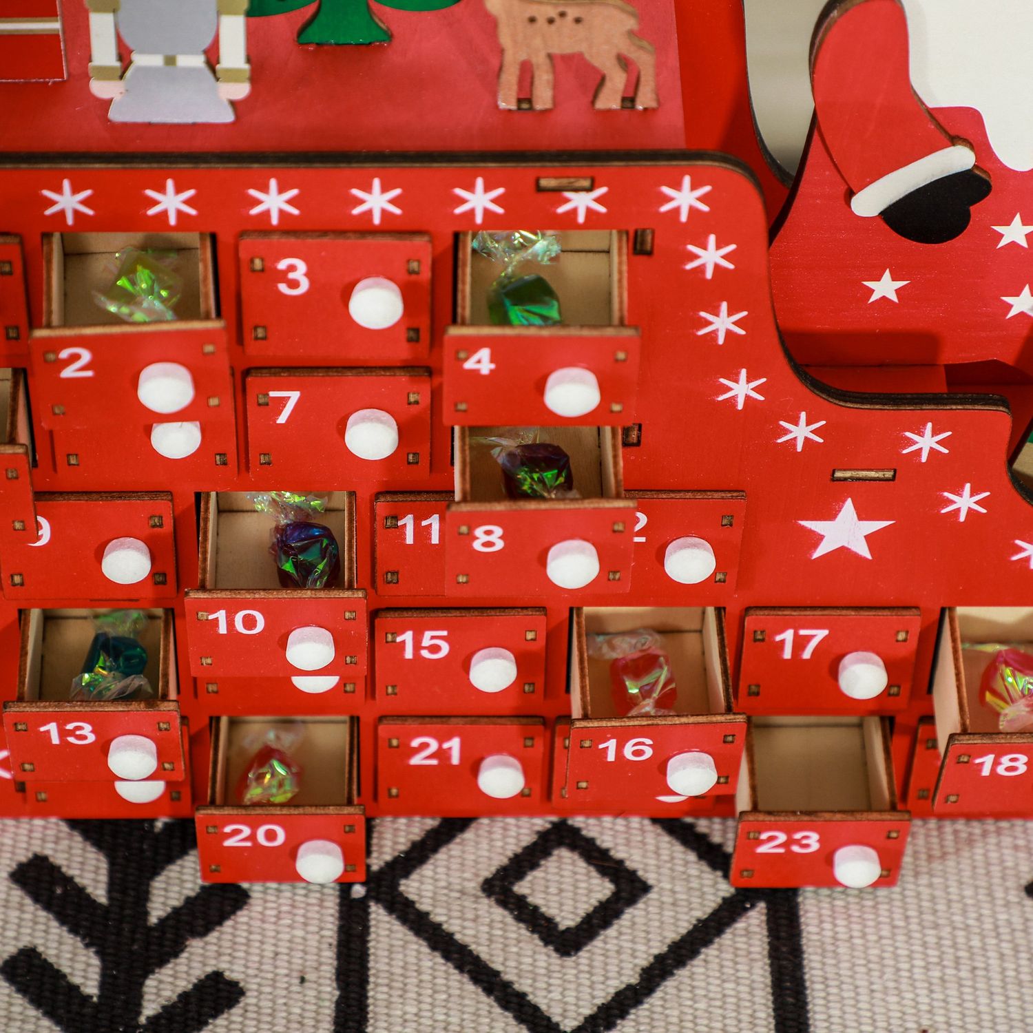 Adventskalender DIY-pakket – 24 doosjes, MDF, Rood