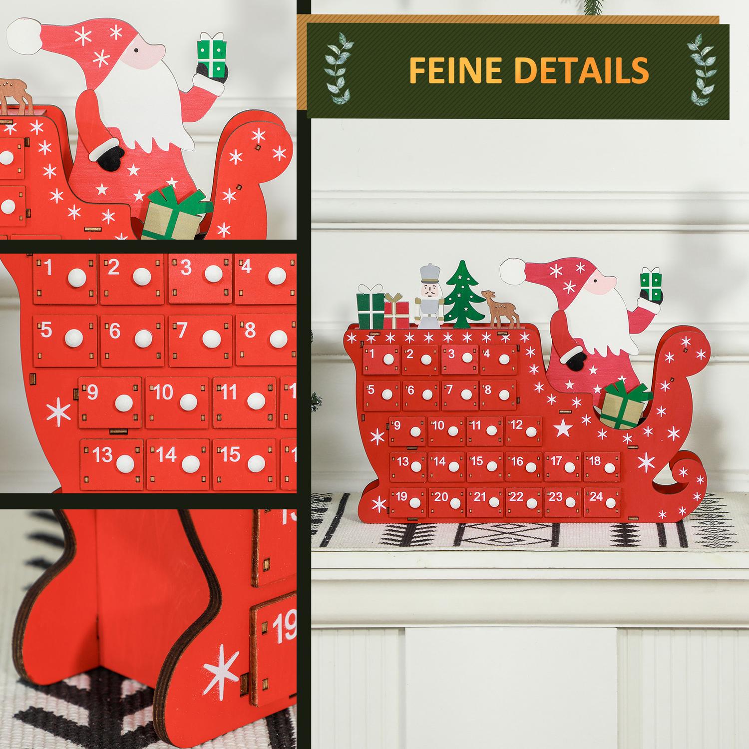 Adventskalender DIY-pakket – 24 doosjes, MDF, Rood