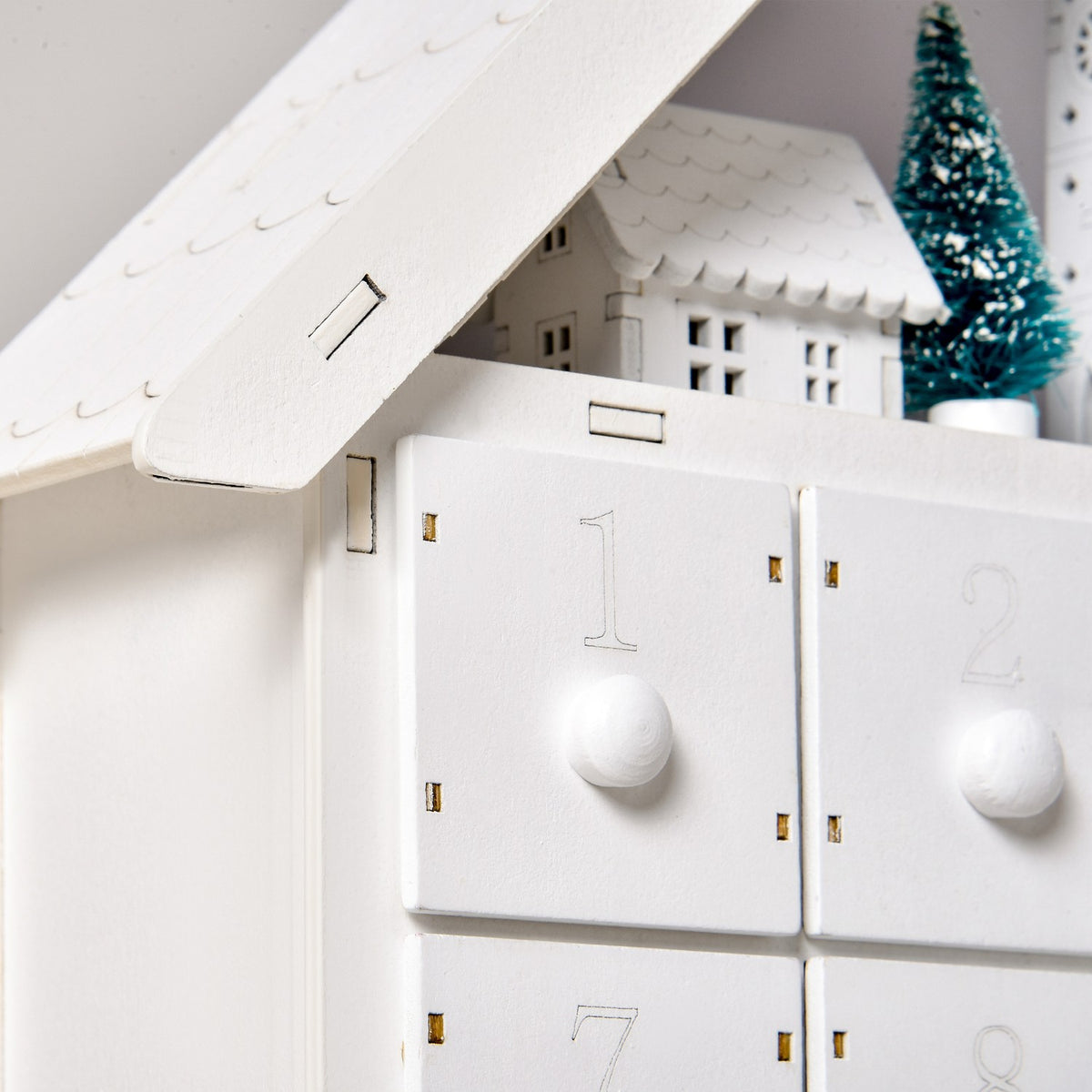 Adventskalender met led, 24 vulbare vakjes, wit